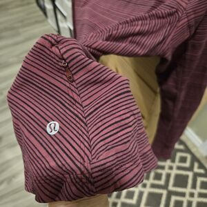 lululemon athletica Women's Top - Burgundy and Black Stripes